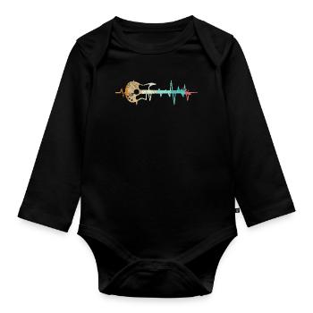 Bassist battement du cœur guitare basse guitare basse - Body Bébé bio manches longues - noir - Devant