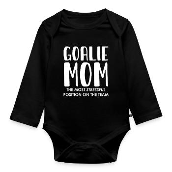 Frauen Mutter Mama Fußball Torwart Keeper Fußball - Baby Bio-Langarm-Body - Schwarz - Vorne