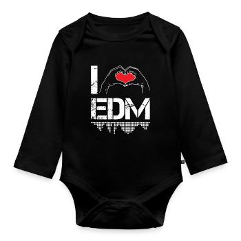I Love Electro Dance Music EDM - Body Bébé bio manches longues - noir - Devant