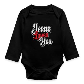Jésus Loves You - Body Bébé bio manches longues - noir - Devant