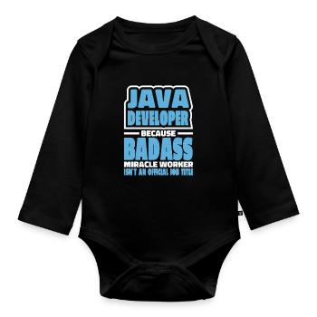 Java Developer Badass - Body Bébé bio manches longues - noir - Devant