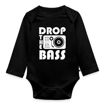 Drop the Bass Drum and Bass DJ Music - Organic Longsleeve Baby Bodysuit - black - Front