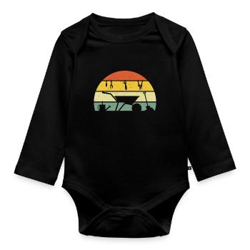 retro gardening t-shirt gardener gardener gardener - Organic Longsleeve Baby Bodysuit - black - Front