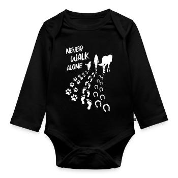 Never Walk Alone Pferd & Hund - Baby Bio-Langarm-Body - Schwarz - Vorne