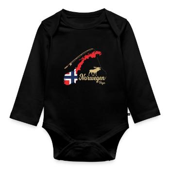 Norway Vega Fishing Scandinavia Motifs - Organic Longsleeve Baby Bodysuit - black - Front