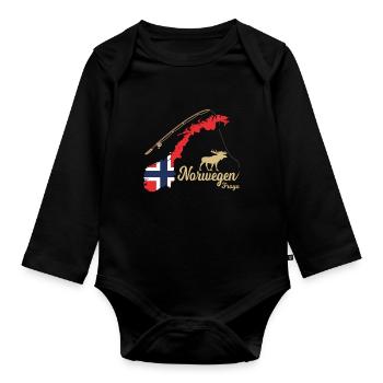 Norway 2022 Froya Fishing Scandinavia Motifs - Organic Longsleeve Baby Bodysuit - black - Front