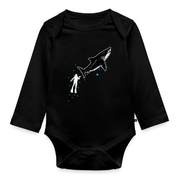 Plongée avec le requin-baleine - Body Bébé bio manches longues - noir - Devant
