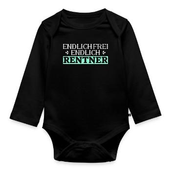 Endlich Frei Endlich Rentner Lustiges Renten - Baby Bio-Langarm-Body - Schwarz - Vorne