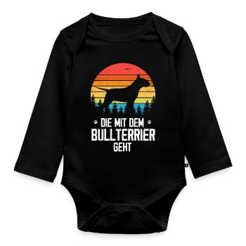 Bullterrier Frauchen - Baby Bio-Langarm-Body - Schwarz - Vorne