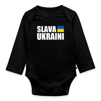 Slava ukraini - Baby Bio-Langarm-Body - Schwarz - Vorne