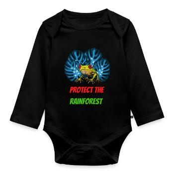 Protect the rainforest - Organic Longsleeve Baby Bodysuit - black - Front