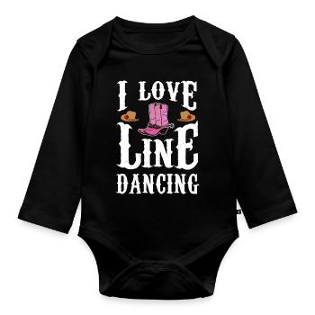J’adore la danse en ligne, la musique country - Body Bébé bio manches longues - noir - Devant