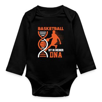 Basketball Dunking Spieler Korbleger Spruch - Baby Bio-Langarm-Body - Schwarz - Vorne