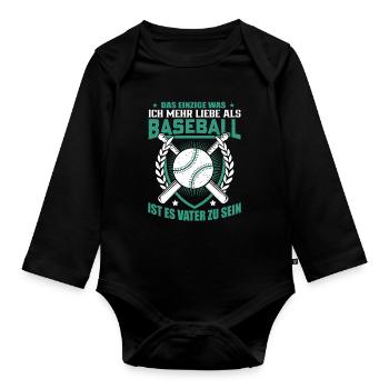 Baseball was ich mehr liebe Vater sein Spruch - Baby Bio-Langarm-Body - Schwarz - Vorne