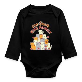 team familie katze kaffee arbeitskollegen party - Baby Bio-Langarm-Body - Schwarz - Vorne