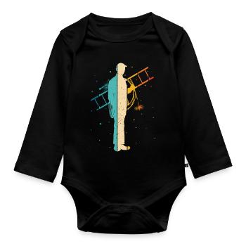 Schornsteinfeger Schornstein Retro Kaminfeger Gesc - Baby Bio-Langarm-Body - Schwarz - Vorne