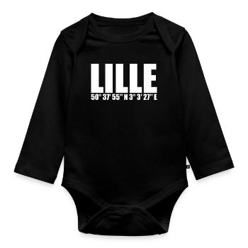 Coordonnées de Lille - Body Bébé bio manches longues - noir - Devant