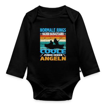 Normale Jungs machen Hausaufgaben coole Jungs - Baby Bio-Langarm-Body - Schwarz - Vorne
