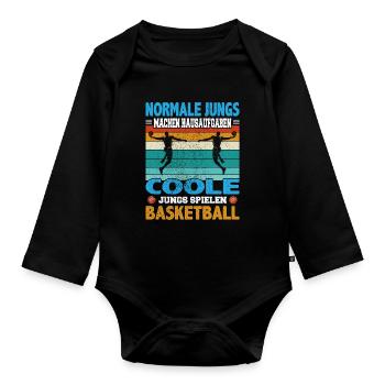 Basketball Dunking Spieler Korbleger Spruch - Baby Bio-Langarm-Body - Schwarz - Vorne