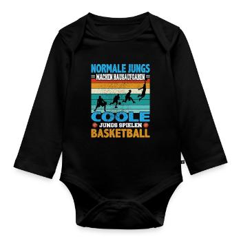Basketball Dunking Spieler Korbleger Spruch - Baby Bio-Langarm-Body - Schwarz - Vorne