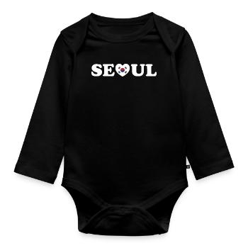 Seoul Love Heart Taegeukgi Flag - Organic Longsleeve Baby Bodysuit - black - Front