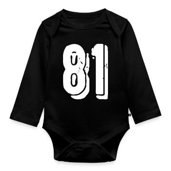 81 Zahl Trikot - Baby Bio-Langarm-Body - Schwarz - Vorne
