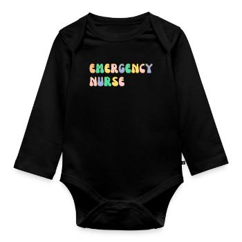 Notfall-Krankenschwester - Baby Bio-Langarm-Body - Schwarz - Vorne