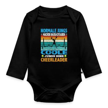 Normale Jungs Hausaufgaben coole sind Cheerleader - Baby Bio-Langarm-Body - Schwarz - Vorne