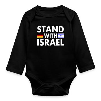 Israel - Organic Longsleeve Baby Bodysuit - black - Front