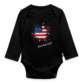 America Splash Vintage - Baby Bio-Langarm-Body - Schwarz - Vorne