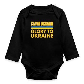 Slava ukraini - Baby Bio-Langarm-Body - Schwarz - Vorne