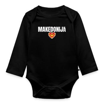Makedonija Nordmazedonien Mazedonisch Mazedonier - Baby Bio-Langarm-Body - Schwarz - Vorne