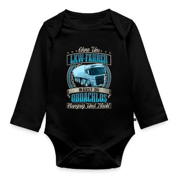 LKW Fahrer - Baby Bio-Langarm-Body - Schwarz - Vorne