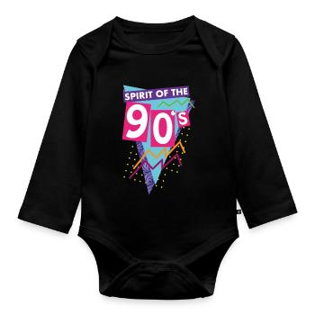Spirit of the nineties or 90's in purple colors - Organic Longsleeve Baby Bodysuit - black - Front