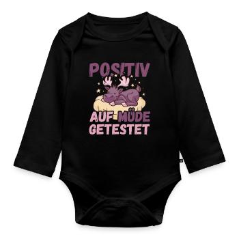 Positiv auf Müde getestet Elch Fun - Baby Bio-Langarm-Body - Schwarz - Vorne