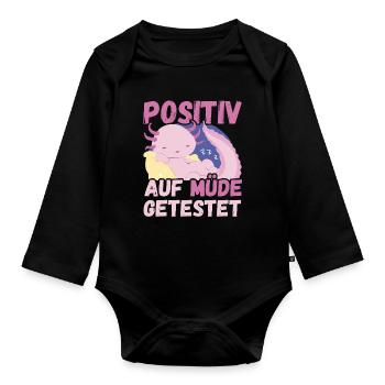 Positiv auf Müde getestet Axolotl Fun - Baby Bio-Langarm-Body - Schwarz - Vorne