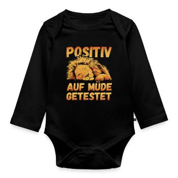 Positiv auf Müde getestet Löwe Fun - Baby Bio-Langarm-Body - Schwarz - Vorne