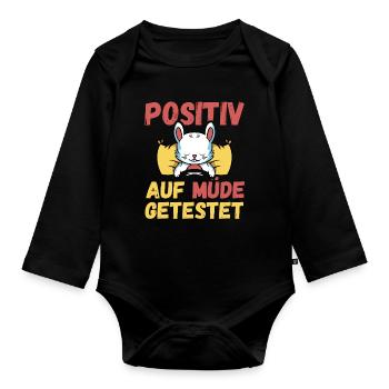 Positiv auf Müde getestet Hase Fun - Baby Bio-Langarm-Body - Schwarz - Vorne