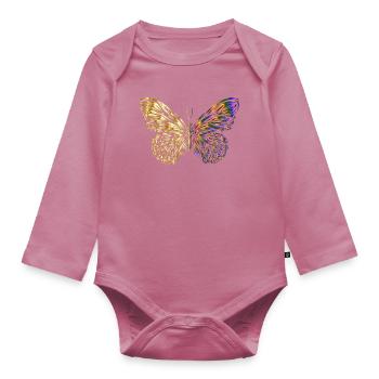 Papillon - Body Bébé bio manches longues - mauve - Devant