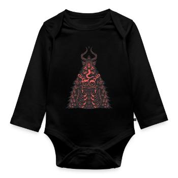 Gruss vom Krampus - Anti-Weihnachtsdämon Krampus - Baby Bio-Langarm-Body - Schwarz - Vorne
