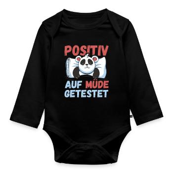 Positiv auf Müde getestet Pandas Fun - Baby Bio-Langarm-Body - Schwarz - Vorne