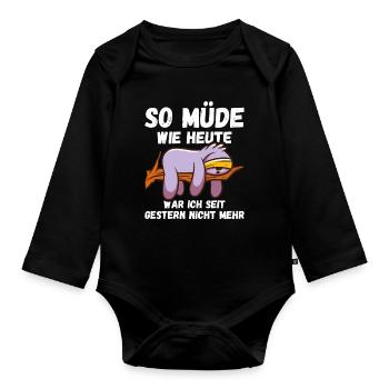 So müde wie heute seit gestern nicht Sloth Fun - Baby Bio-Langarm-Body - Schwarz - Vorne