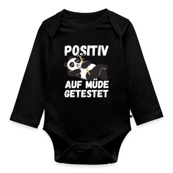 Positiv auf Müde getestet Pandas Fun - Baby Bio-Langarm-Body - Schwarz - Vorne