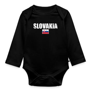Slovakia Slovakia Slovak flag Slovak - Organic Longsleeve Baby Bodysuit - black - Front