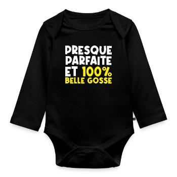 Fille belle | famille drôles - Body Bébé bio manches longues - noir - Devant