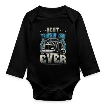 Truck Driver Dad Father Father's Day - Organic Longsleeve Baby Bodysuit - black - Front