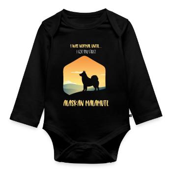 Alaskan Malamute Hund - Baby Bio-Langarm-Body - Schwarz - Vorne