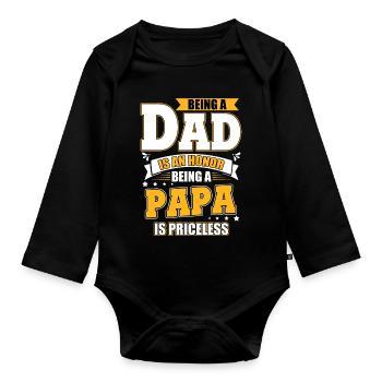Honneur d’être père Papa Inestimable Homme de famille - Body Bébé bio manches longues - noir - Devant