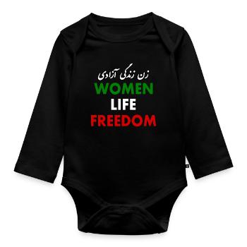 Women life freedom - Baby Bio-Langarm-Body - Schwarz - Vorne