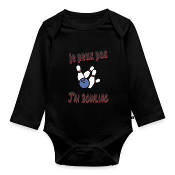 je peux pas j'ai bowling - Body Bébé bio manches longues - noir - Devant